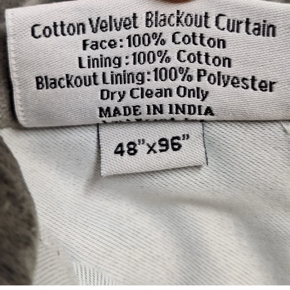 NWOT QUINCE 48x96 Cotton Velvet Room Darkening Curtain Slate Grey 0652